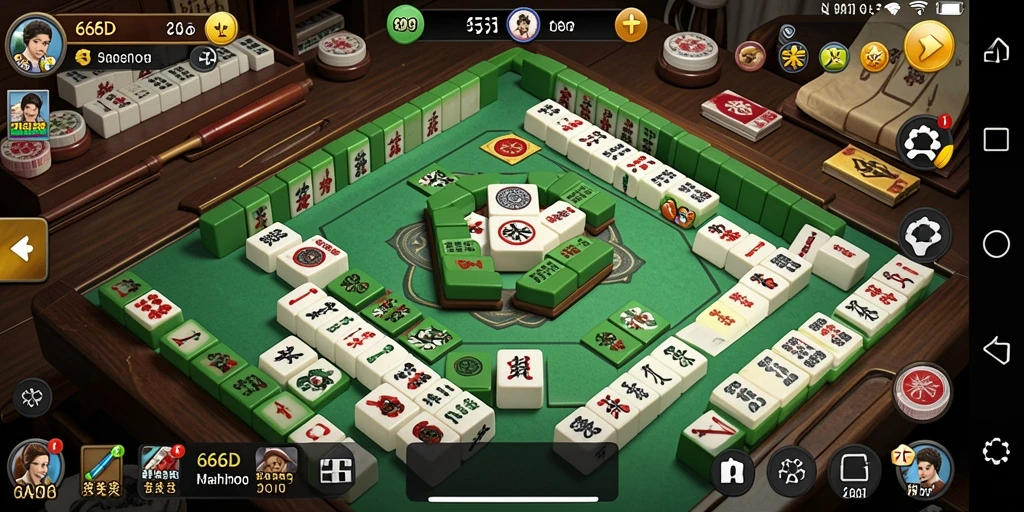 Screenshot gameplay utama 66D menampilkan tantangan Mahjong yang menarik.