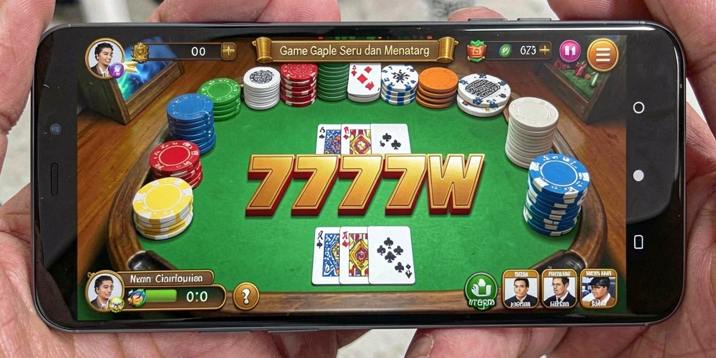 Screenshot gameplay <strong>7777W</strong> menunjukkan pemain bersaing dalam game Gaple.
