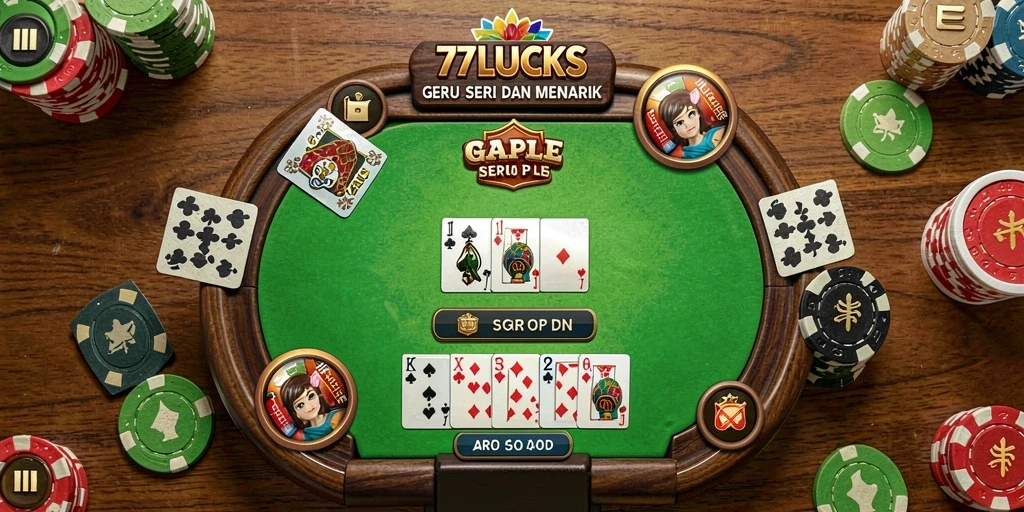 Tampilan gameplay seru dari 77LUCKS saat bermain Gaple.