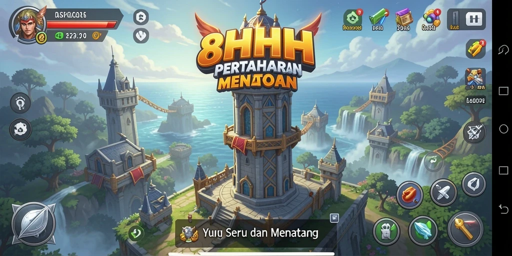 Tangkapan layar dari gameplay Tower Defense yang mendebarkan di 8HHH.