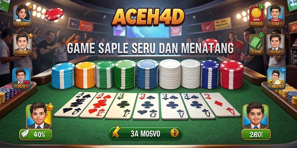 Tampilan gameplay seru ACEH4D dengan teman-teman di Gaple.