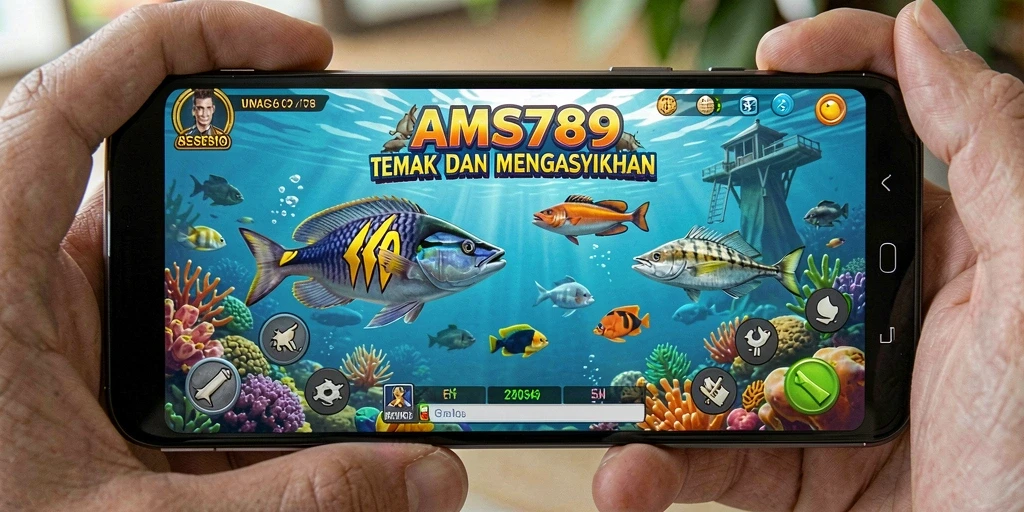 Tangkapan layar gameplay <strong>AMS789</strong> menampilkan aksi menembak ikan yang seru.