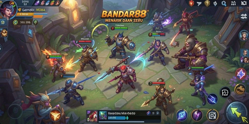 Tampilan gameplay seru dalam BANDAR88 dengan aksi MOBA.