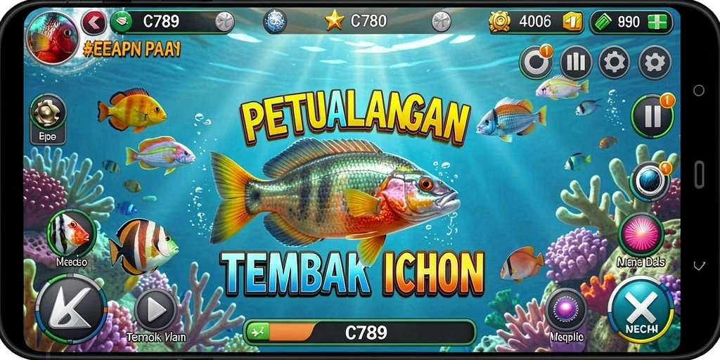 Screenshot gameplay seru Tembak Ikan di C789.