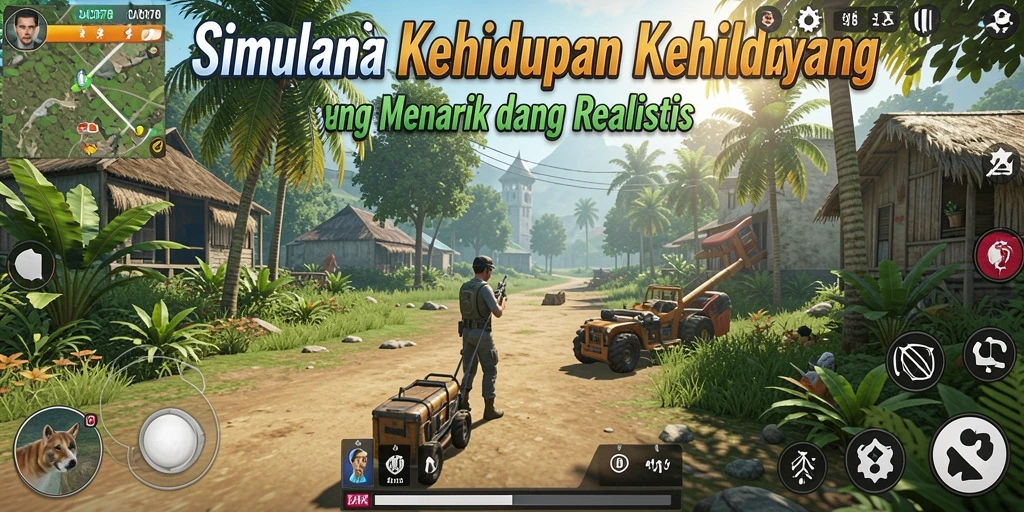 Screenshot gameplay CACOR78 yang menampilkan aktivitas simulasi kehidupan.