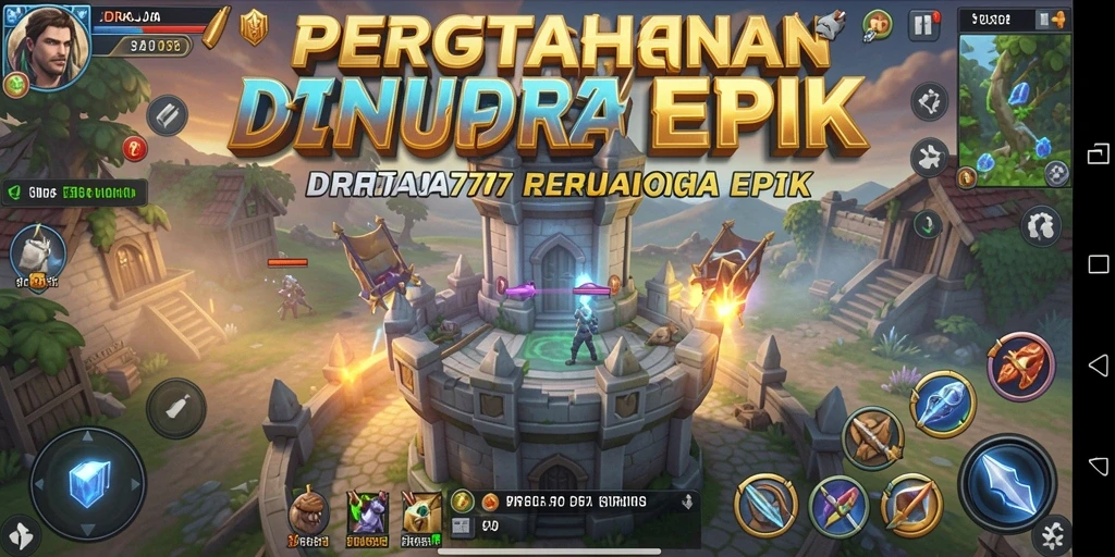 Screenshot gameplay DRAJA777 menampilkan pertempuran seru di Tower Defense.
