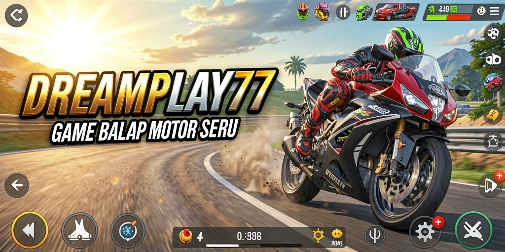Tampilan gameplay balap motor yang memukau dan mendebarkan.