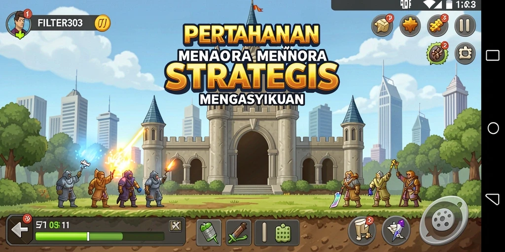 Tampilan gameplay FILTER303 yang seru dan menegangkan dalam Tower Defense.
