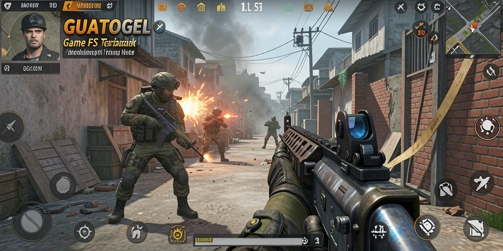 Tampilan gameplay GUATOGEL yang seru dan penuh aksi FPS.