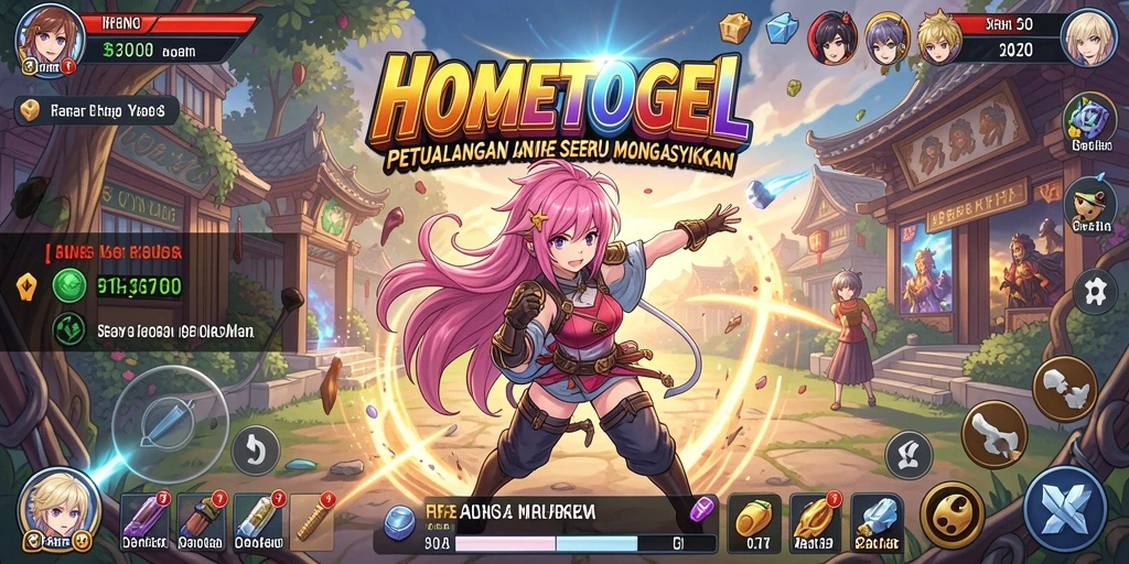 Tangkapan layar HOMETOGEL menampilkan petualangan seru di dunia Anime.