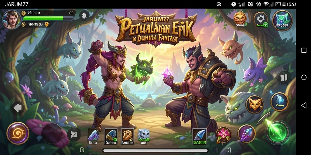 Tampilan gameplay menawan dari JARUM77 yang penuh aksi RPG.
