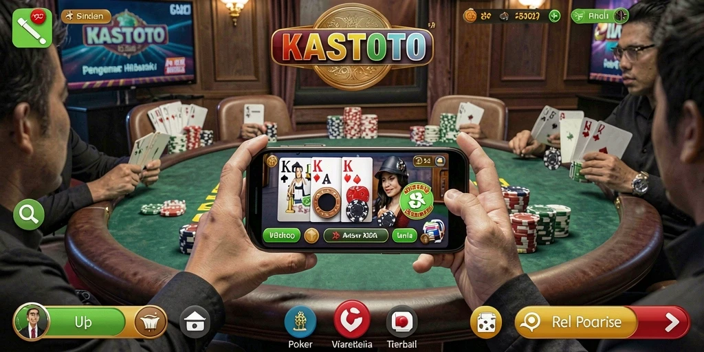 Screenshot gameplay KASTOTO yang menunjukkan momen seru permainan Poker.