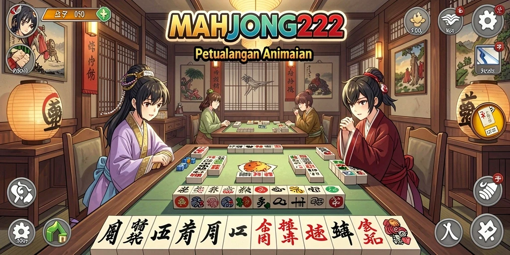 Screenshot gameplay MAHJONG222 yang menampilkan karakter anime yang menarik.