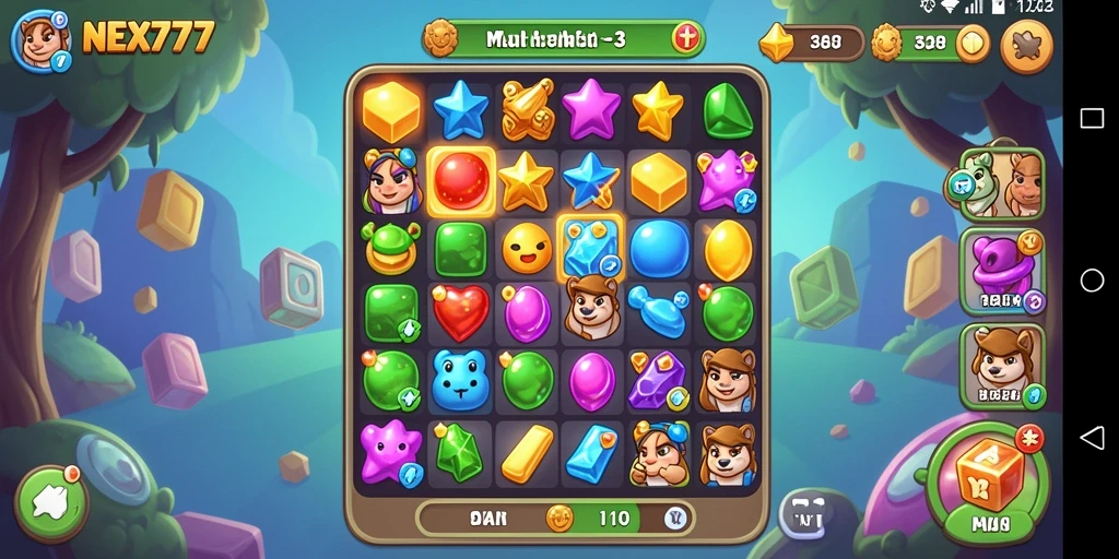 Tampilkan gameplay NEX777 yang menakjubkan dalam aksi Match-3.