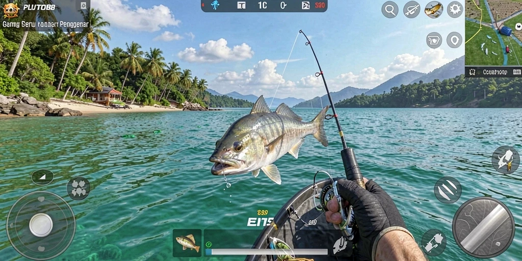 Tampilan screenshot gameplay PLUTO88 dengan aksi memancing yang seru.