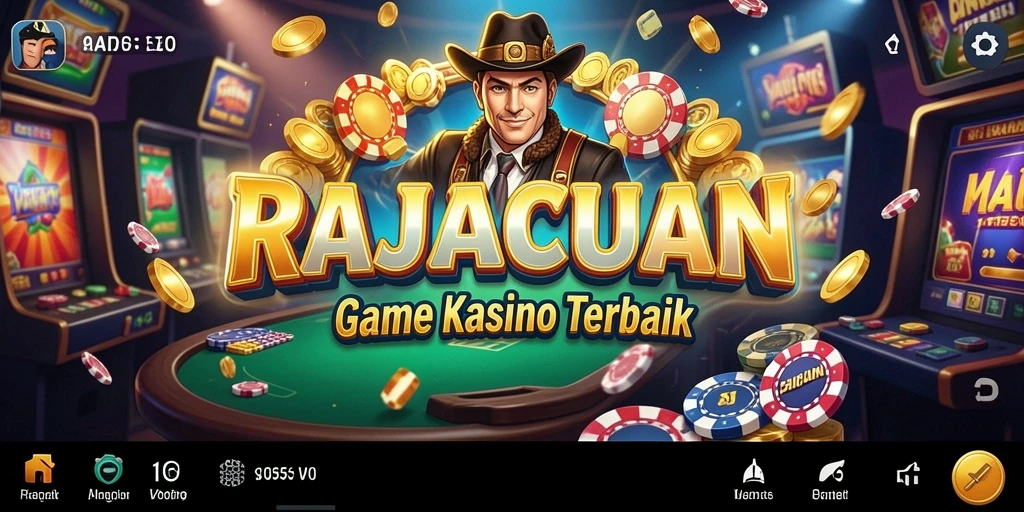 Tampilan utama RAJACUAN menampilkan suasana kasino yang mendebarkan.