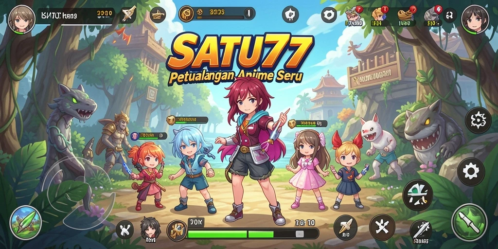 Tampilan seru dalam SATU77 yang menunjukkan aksi pertarungan karakter Anime.