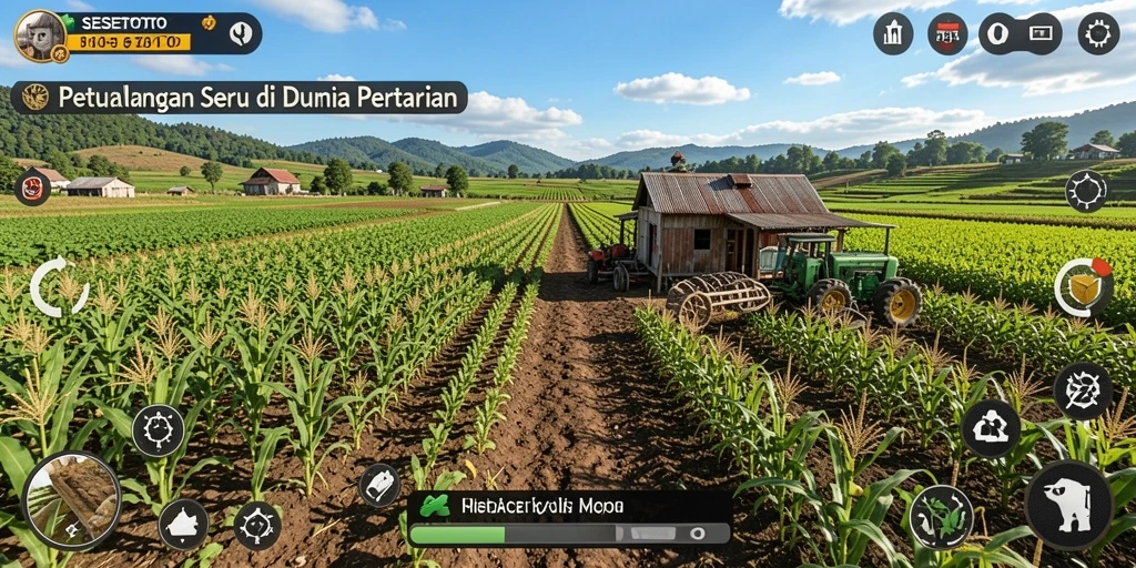 Screenshot gameplay SESETOTO menampilkan aktivitas bertani yang menarik.