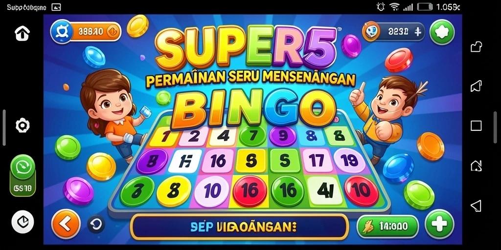 Tampilan gameplay SUPER5 yang penuh warna dan seru.