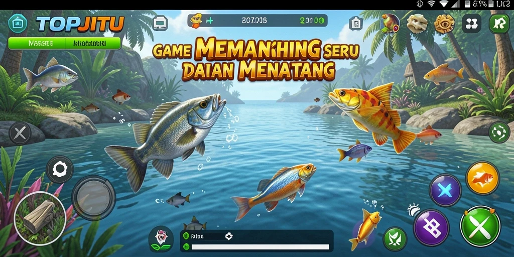 Gambaran gameplay memancing yang seru dan menantang di TOPJITU.